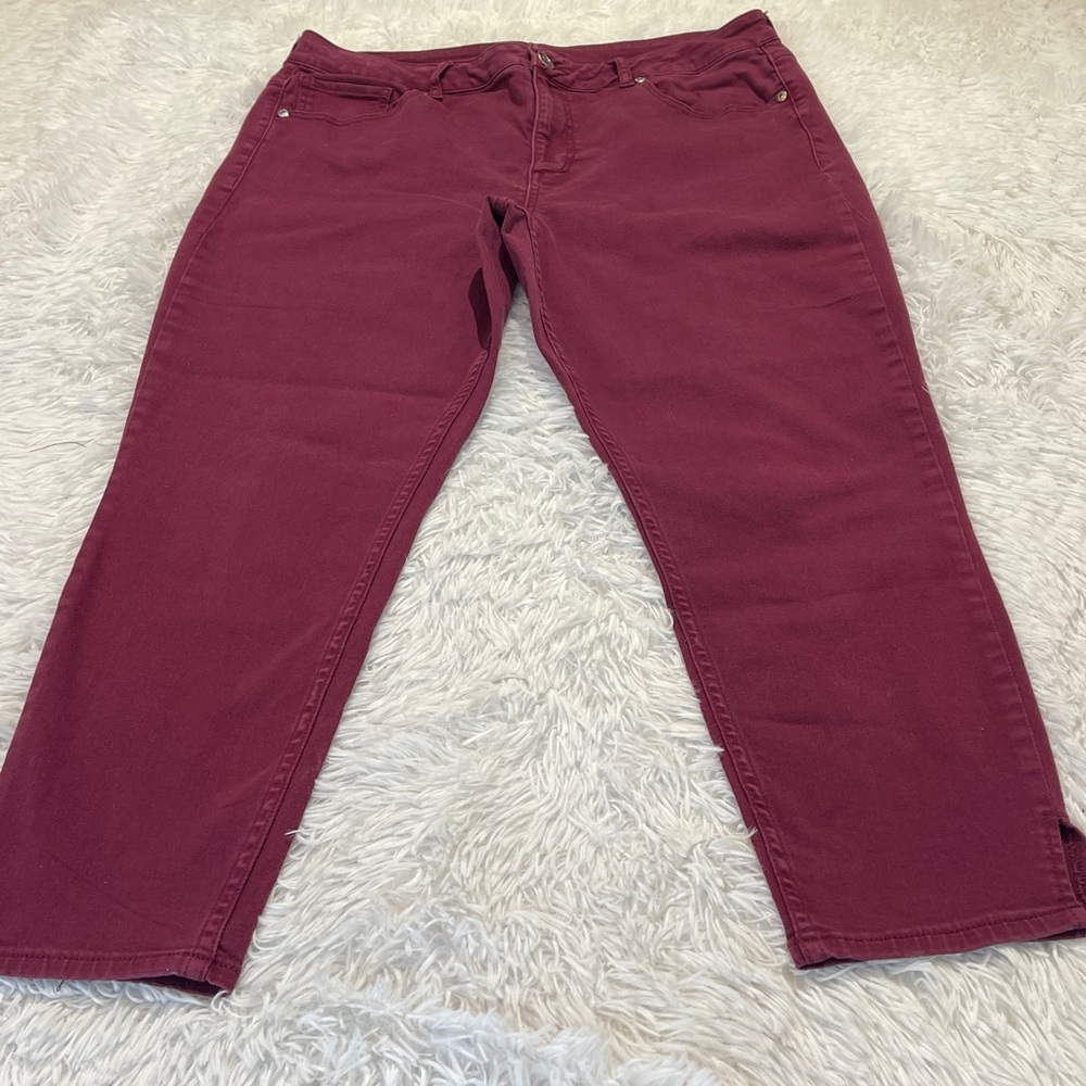 Maurices Dark Red/Wine Ankle Jeans WOMENS SIZE 15/16